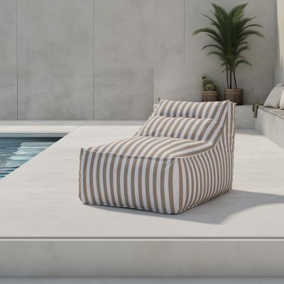 Svea Liam loungepoef - wit/beige gestreept