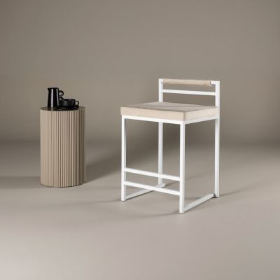 Svea Pano barkruk 58 cm - velvet - beige