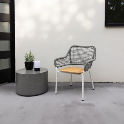Svea Aziz tuinstoel - teakhout - touw - grijs