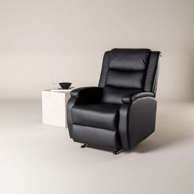 Svea Pino verstelbare fauteuil - lederlook - zwart