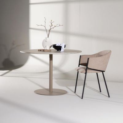Svea Zuna ronde eettafel - ø110 cm - marmerlook - beige