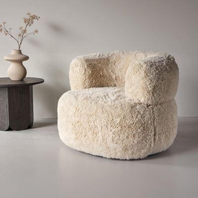 Svea Sofia fauteuil - fake fur - off white
