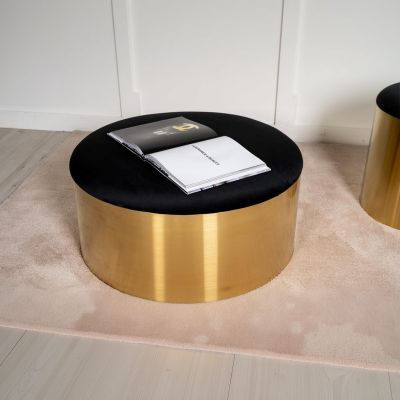 Svea Finn poef - velvet - ø75 cm - goud