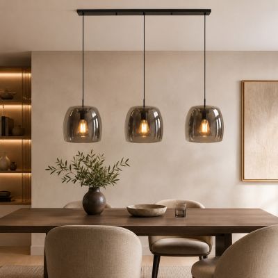 Fraaai Ariana hanglamp 3L drift glas - smoke grijs