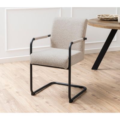 Nøra Bjorn armstoel | zwart metaal onderstel | stof Monza - beige