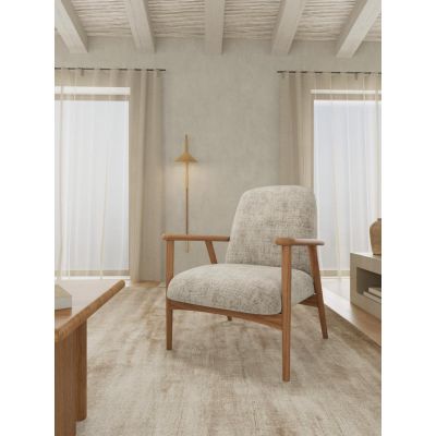 Nøra Torres fauteuil | naturel eikenfineer onderstel | stof Juto - beige