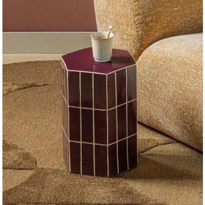 Woood Plu bijzettafel 42x30x26 cm keramiek - paars