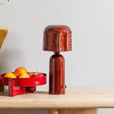 Woood Lumira tafellamp metaal hoogglans - bruinrood