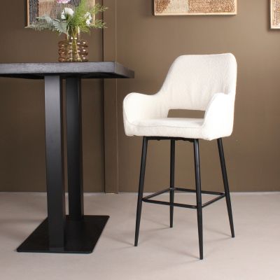 DS4U Lenon barkruk bouclé 2.0 - 65 cm - ivoor - OUTLET B