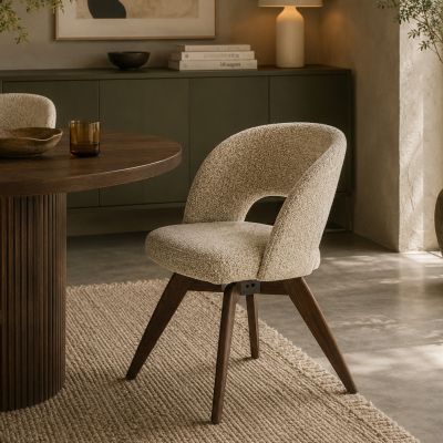 Light & Living Flen eetkamerstoel hout - donkerbruin+crème bruin