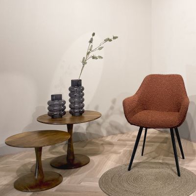 Livingfurn Luca eetkamerstoel - boucle - bruin