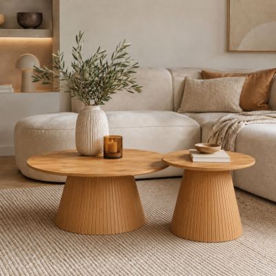 Toki salontafelset ø80 cm + ø60 cm - naturel 