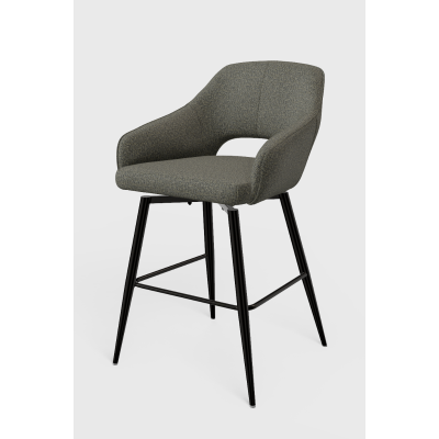 Moods Collection Paris barstoel 65 cm draaibaar - Tyler light grey 120 - zwart onderstel