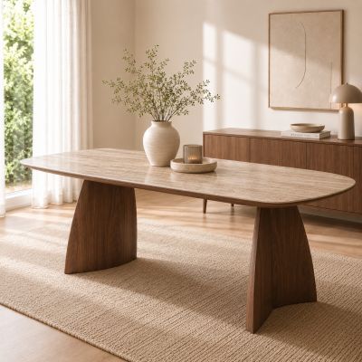 DS4U Aiko eettafel 200 cm - walnoot fineer met keramiek blad
