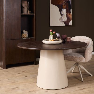 Starfurn Eettafel Madison ø150 cm met kegelpoot - bruin/zand
