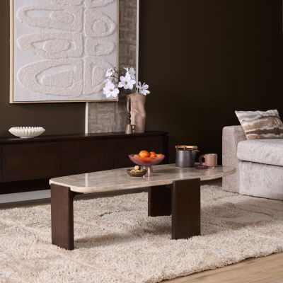 Starfurn Bijzettafel Silva 130 cm - donkerbruin/marmer