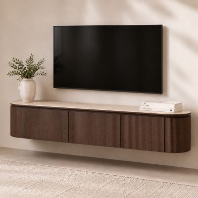 DS4U Toki zwevend tv-meubel 160 cm - keramiek/walnoot