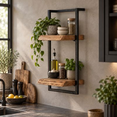 Fraaai Woody metaal wandplank 30x65 cm