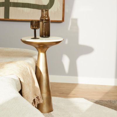 Starfurn Bijzettafel Essy Ø38 cm - wit marmer