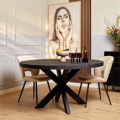 Starfurn Eettafel Denver Ø110 cm - zwart  - OUTLET A