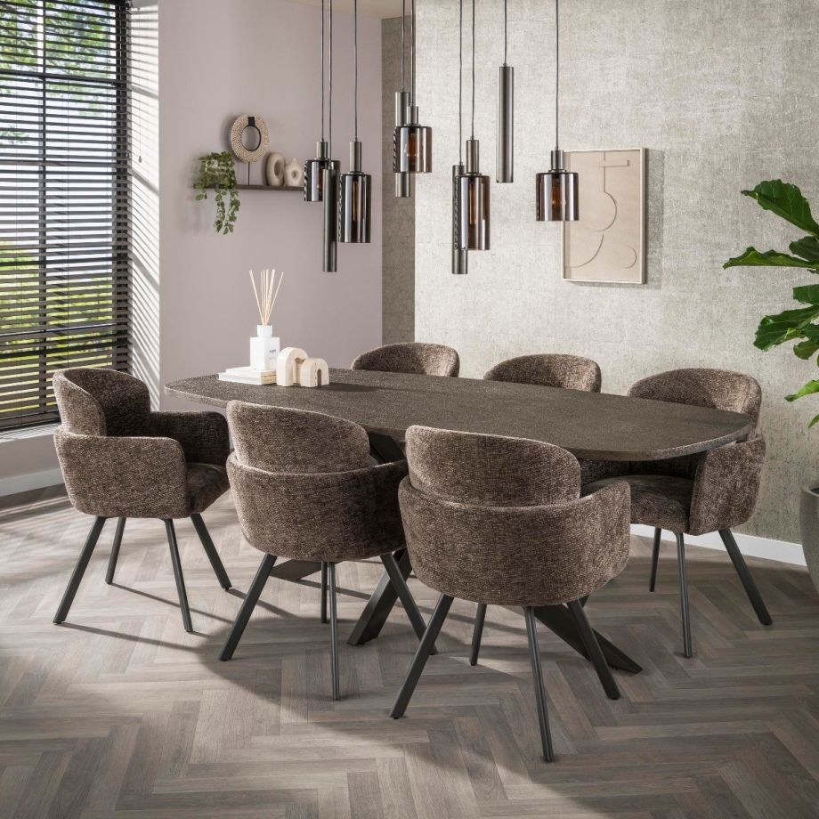Fraaai Alfa eettafel Deens ovaal 215 cm - brons