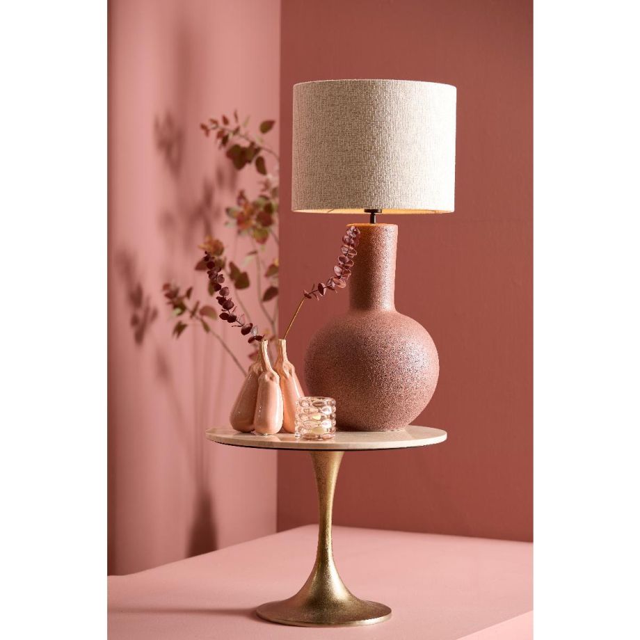Light & Living Tomar bijzettafel Ø59x41 cm - zand-roze marmer/light goud