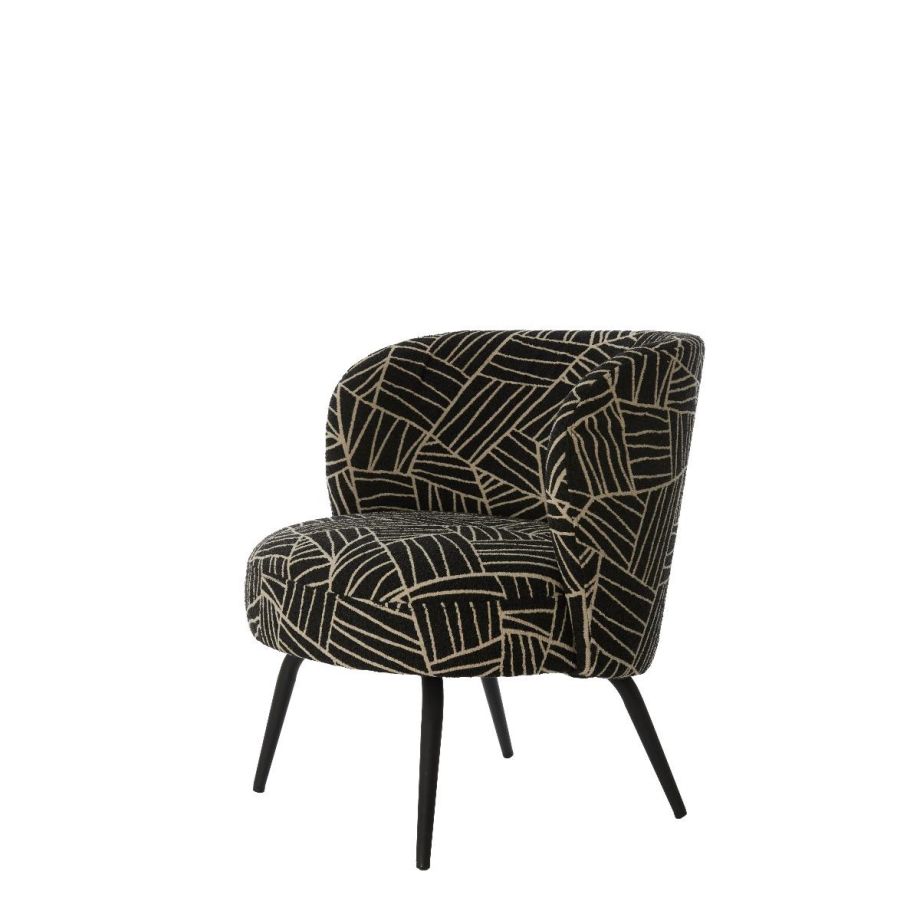Light & Living Dieyda fauteuil - zwart/wit