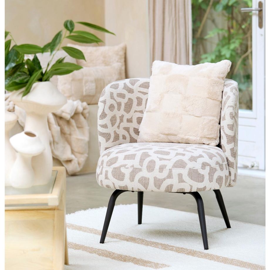Light & Living Dieyda fauteuil met print