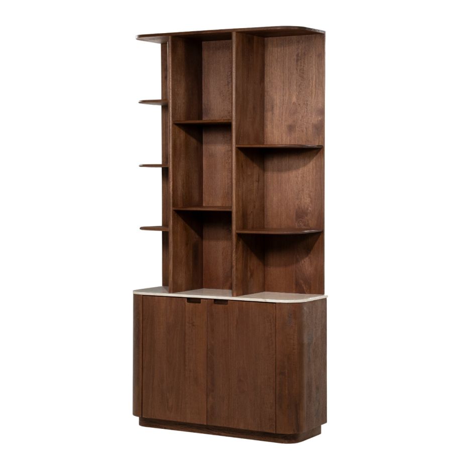Eleonora Wandkast Vigo 110x220 cm - mangohout/Botochino marmer