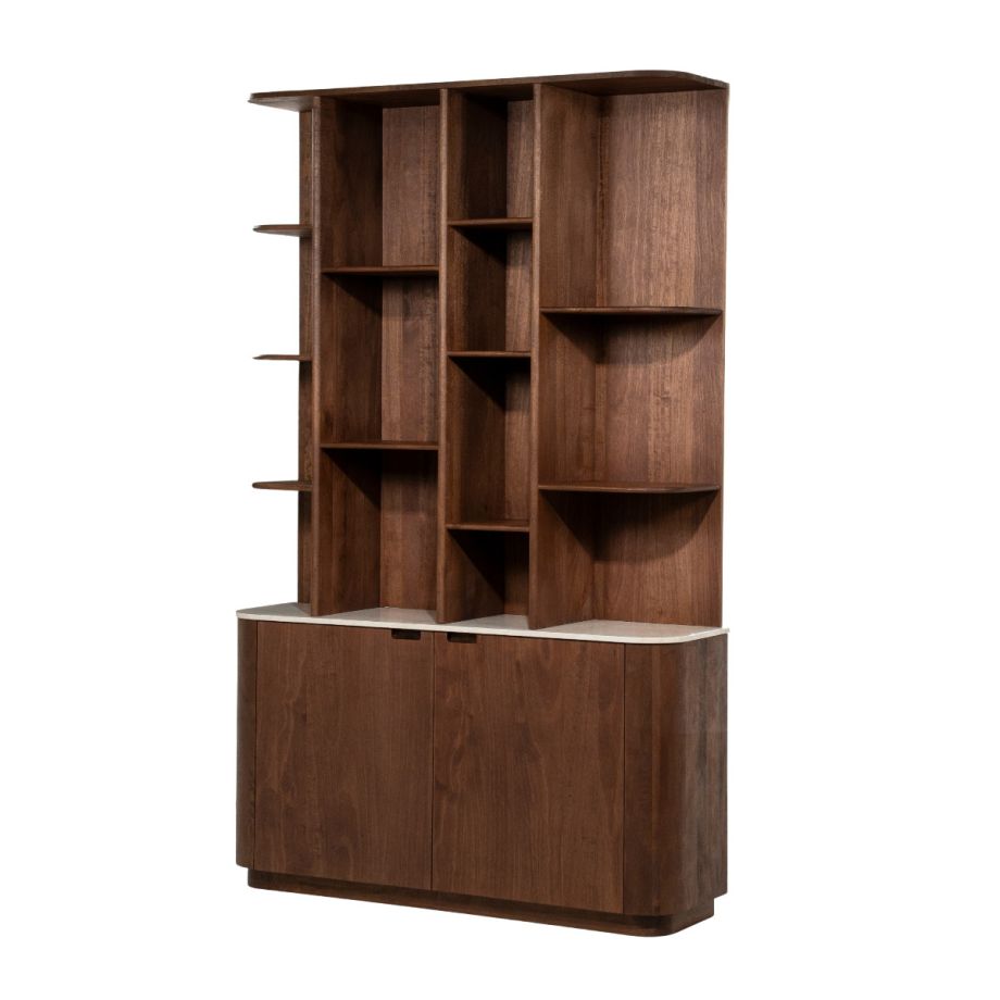 Eleonora Wandkast Vigo 139x220 cm - mangohout/Botochino marmer