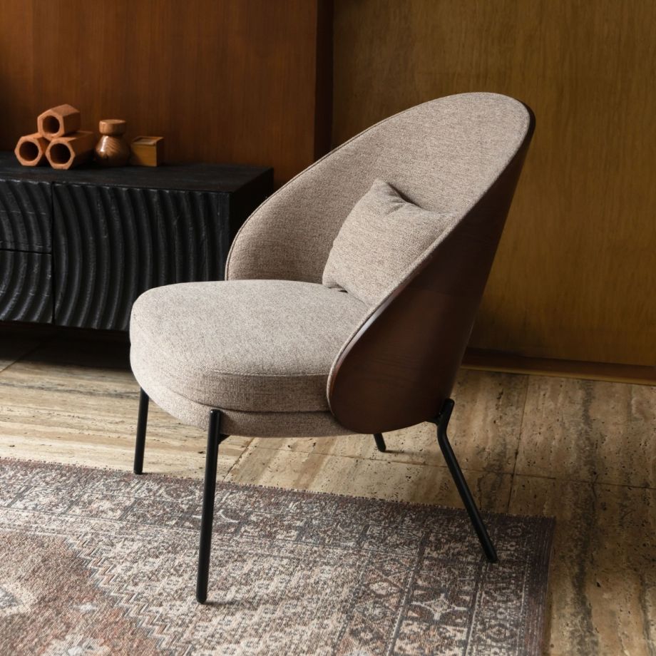 Dutchbone Rodin fauteuil beige/leer