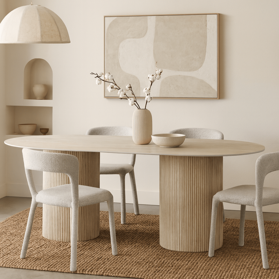 DS4U Tony eettafel travertin-look - beige