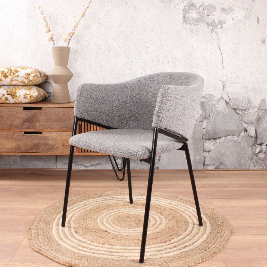 DS4U Elza eetkamerstoel boucle grijs
