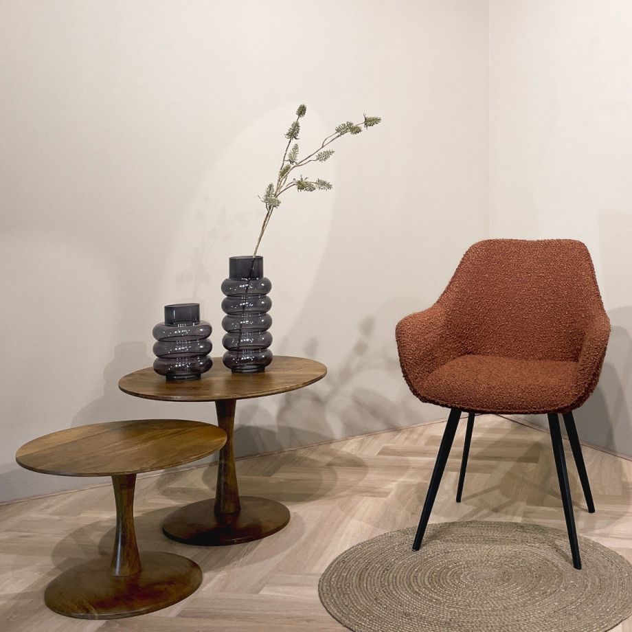 Livingfurn Luca eetkamerstoel - boucle - bruin