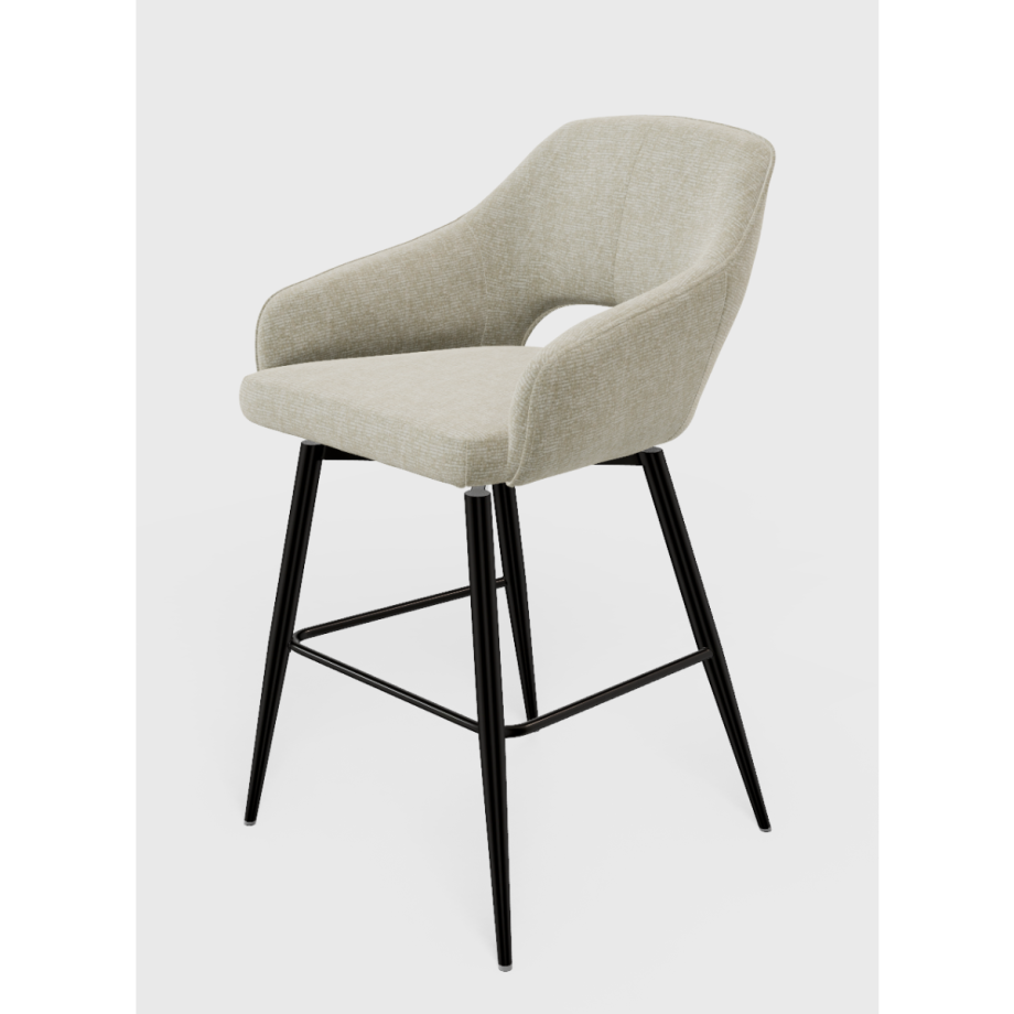 Moods Collection Paris barstoel 65 cm draaibaar - Be Fine Cream 11 - zwart onderstel