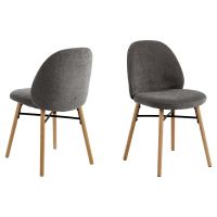 Nøra Mirae eetkamerstoel | naturel oak onderstel | stof Danny - donkergrijs