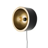Dudley wandlamp rond L - zwart/goud