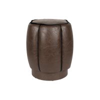 Dutchbone Donna poef leer - donkerbruin