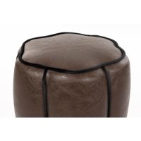 Dutchbone Donna poef leer - donkerbruin