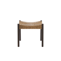 Delis kruk 44x44x40 cm - hout donker bruin + zeegras