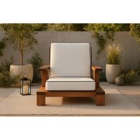 Soraya loungestoel - acaciahout -  naturel/wit