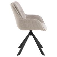 Alva draaibare armstoel | zwart metaal onderstel | stof Caso - zand