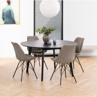 Nøra Sila eetkamerstoel | zwart metaal onderstel | stof Wind