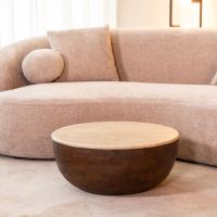 Label51 Bowl salontafel ø70 cm mangohout - beige/donkerbruin