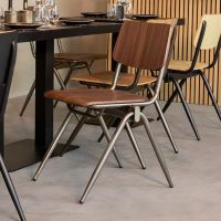 Solid schoolstoel stapelstoel hout