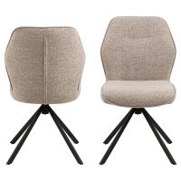 Nøra Mysa draaibare eetkamerstoel | zwart metaal onderstel | stof Monza - beige