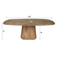 Sedona Deens ovale eettafel centrale poot 215 cm - massief mango zandkleur