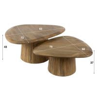 Sedona salontafel set van 2  driehoekig blad - massief mango zandkleur