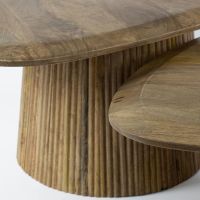 Sedona salontafel set van 2  driehoekig blad - massief mango zandkleur