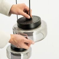 By-Boo Pivot hanglamp rechthoek - grijs glas